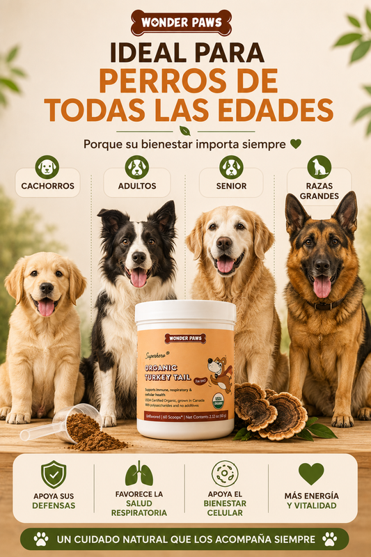 Wonder Paws Turkey Tail® | Fórmula Natural para Alergias, Picazón y Defensas